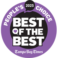 2025 People's Choice Best of the Best logo from Tampa Bay Times, highlighting Roman Plumbing and Air Inc.'s recognition in New Port Richey, FL for quality service.